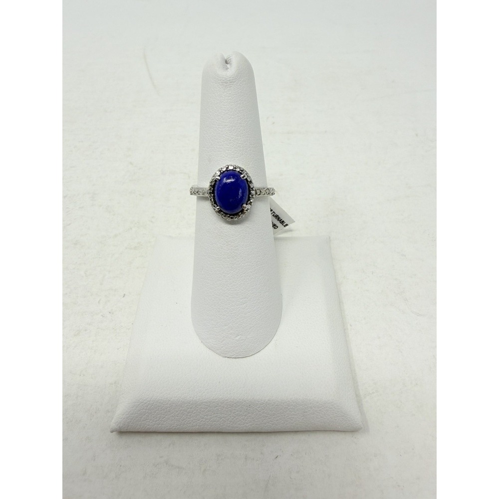 Shop LC Blue Lapis Lazuli Oval Shaped Size 6 Ring in Stainless Steel 5485